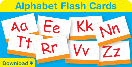 Download our free alphabet flash cards. Great for your classroom or at home!